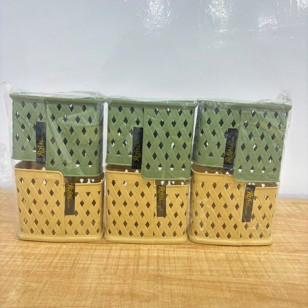 A07006 Royal Plast Multipurpose Woven-Design Plastic Desktop & Cutlery Organizer Basket