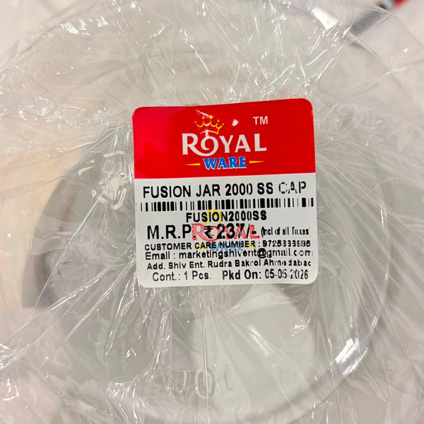 A07003 Royal Ware Fusion Jar 2000 with Stainless Steel Cap (2000 ml)