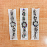 A07012 Women's Oxidized Silver Ethnic Bracelet Watch with Multicolor Stones
