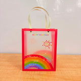 A07013 Rainbow Rush Frosted Plastic Gift Bag with Handles (240 × 195 × 95 mm)