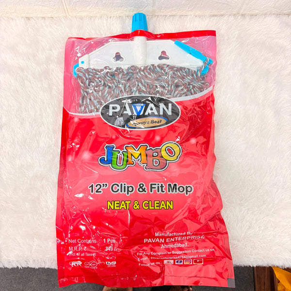 A07030 Jumbo Clip N Fit Mop - Floor Cleaning Refill - 12inch