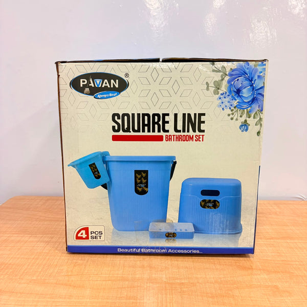 A07031 Plastic Square Line Bathroom Accessory Set (Pack Of 4pc)