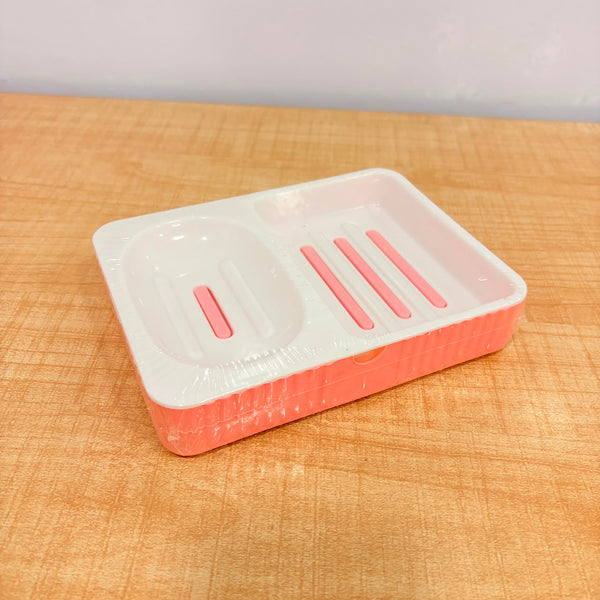 A07035 Square Line Dual-Compartment Plastic Soap & Sponge Dish Tray