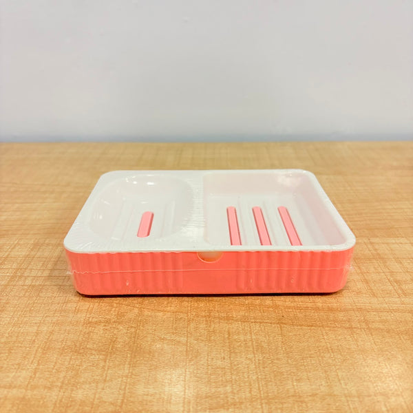 A07035 Square Line Dual-Compartment Plastic Soap & Sponge Dish Tray