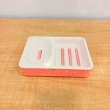 A07035 Square Line Dual-Compartment Plastic Soap & Sponge Dish Tray
