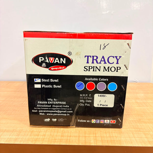 A07037 Tracy Spin Mop Set with Stainless Steel Dryer Basket & Extendable Handle