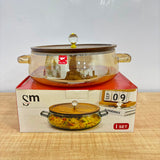 A07071 Shine Max Premium Glass Casserole Bowl with Wooden Lid & Crystal Knob [SMBP125-B-G]