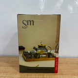 A07072 Shine Max Glass Tea Kettle Set with 6 Cups & Wooden Serving Tray [SMWH96-L8]