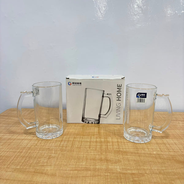 A07076 Langxu Glass Beer Mugs Set (500ml / 16.9oz) - 2 Pieces [LXZB02]