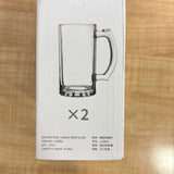 A07076 Langxu Glass Beer Mugs Set (500ml / 16.9oz) - 2 Pieces [LXZB02]