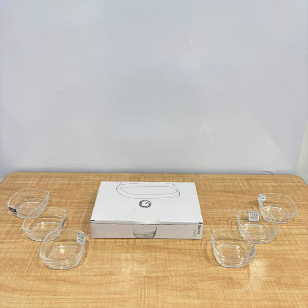 A07080 Lang Xu Glass Clear Square Serving Bowls Set (6 Pieces) [LXW132-1]