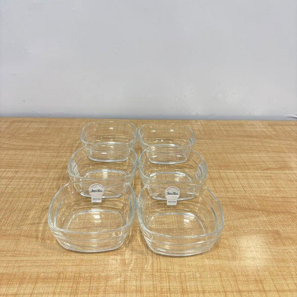 A07081 Shine Max 6-Piece Clear Glass Square Bowl Set (300 ml) [SMB213]