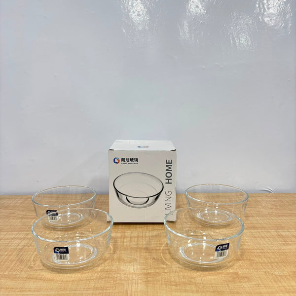 A07083 Langxu Transparent Clear Glass Bowl Set - 700ml (Set of 4) [LXW113]