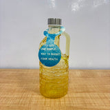 A07084 KARBON Glass Water Bottle with Side Handle & Airtight Metal Cap (1039BG-1100ML)