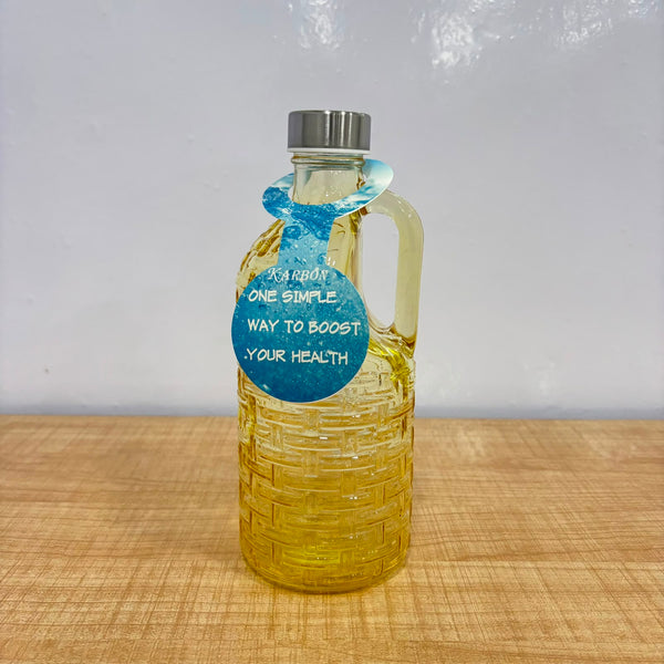 A07084 KARBON Glass Water Bottle with Side Handle & Airtight Metal Cap (1039BG-1100ML)
