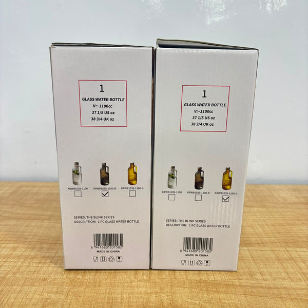 A07084 KARBON Glass Water Bottle with Side Handle & Airtight Metal Cap (1039BG-1100ML)