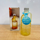 A07084 KARBON Glass Water Bottle with Side Handle & Airtight Metal Cap (1039BG-1100ML)