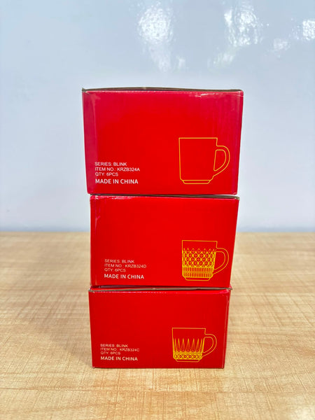 A07085 KARBON Glass Tea Cup Set - 90 ml (Set of 6) [KRZB324ABCD]