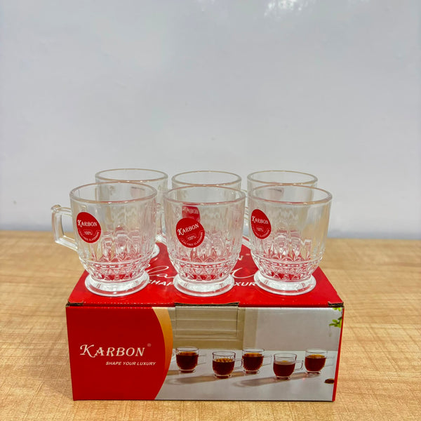 A07086 KARBON Glass Tea & Coffee Cup Set with Handle (Set of 6) [SMTC345]
