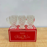 A07088 Karbon Crystal Clear Fish Scale Pattern Glass Tea Cup Set (Pack of 6) [KRZB406]