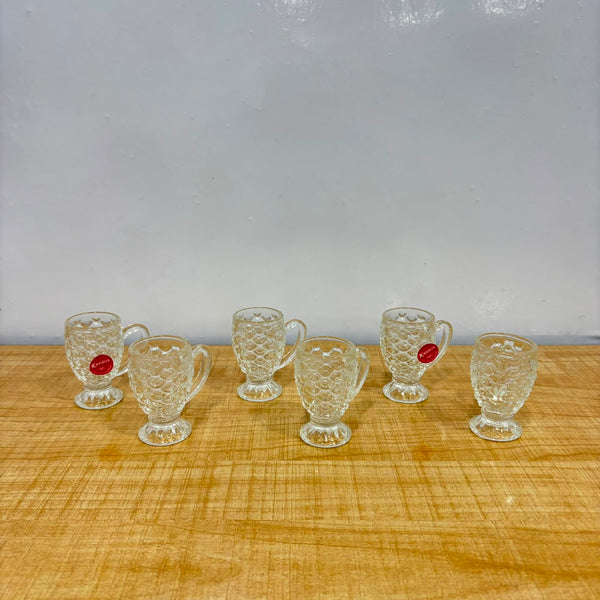 A07088 Karbon Crystal Clear Fish Scale Pattern Glass Tea Cup Set (Pack of 6) [KRZB406]
