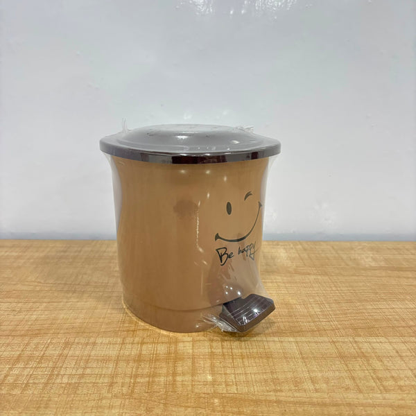 A07089 Medium Kitchen Pedal Trash Bin with Lidded Top & "Be Happy" Print