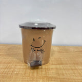 A07089 Medium Kitchen Pedal Trash Bin with Lidded Top & "Be Happy" Print