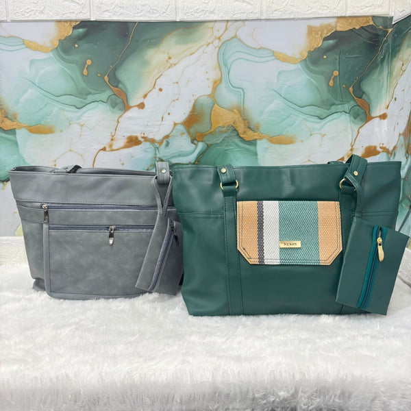 A07098 Women’s Stylish Tote Handbag with Matching Pouch