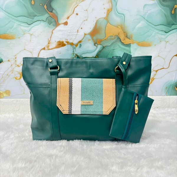 A07098 Women’s Stylish Tote Handbag with Matching Pouch
