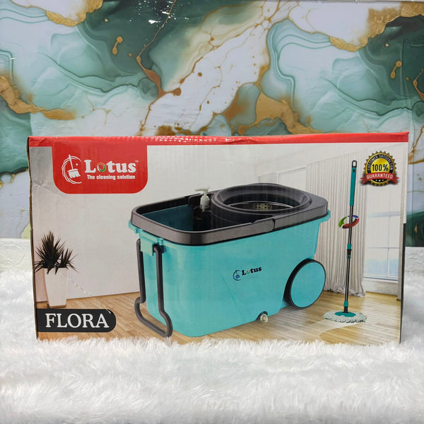 A07100 Lotus Flora Spin Mop with Steel Bowl & Wheels
