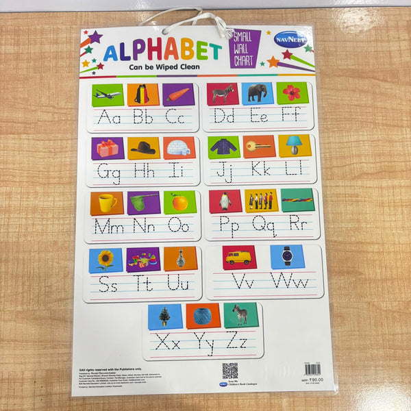 A07106 Navneet Reusable Double-Sided Wipe-Clean Alphabet Small Wall Chart for Kids