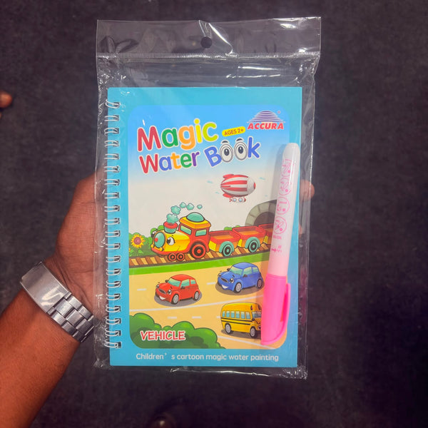 AM6880 Accura Magic Water Drawing Book - Reusable Cartoon Vehicle Painting Set for Kids