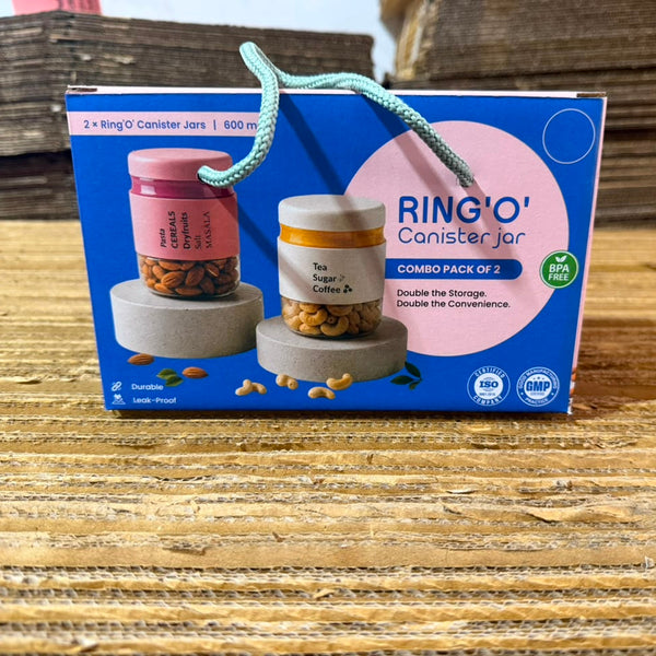 A07157 Airtight Ring 'O' Canister Jar Set (600 ml, Combo Pack of 2)