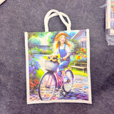 AM2000 Printed Fancy Jute Handbags 13.5X11.5