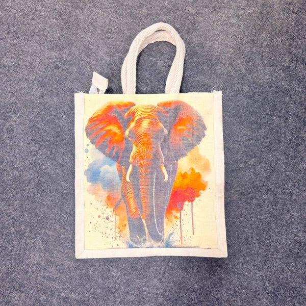AM0034 Printed Eco-Friendly Jute Bag with Zip Closure