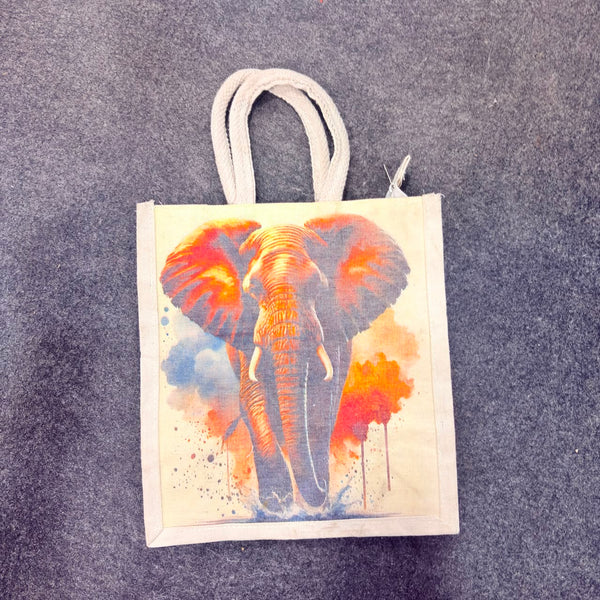 AM0034 Printed Eco-Friendly Jute Bag with Zip Closure