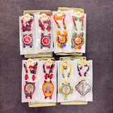 A06920 Handmade Multicolor Fabric Thread Necklace Set with Matching Cowrie Shell Earrings