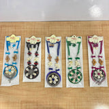 A07166 Handcrafted Ethnic Shell & Thread Necklace with Matching Earrings Set