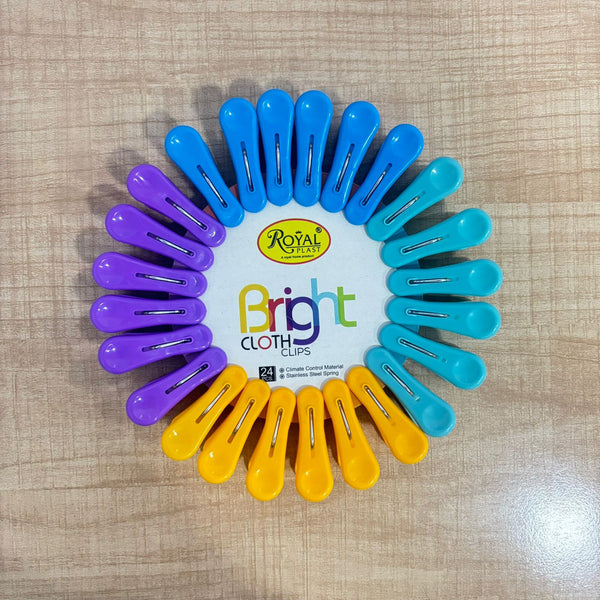 A07167 Royal Plast Bright Heavy-Duty Plastic Cloth Clips Set (24 Pcs)