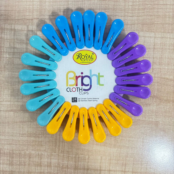 A07167 Royal Plast Bright Heavy-Duty Plastic Cloth Clips Set (24 Pcs)