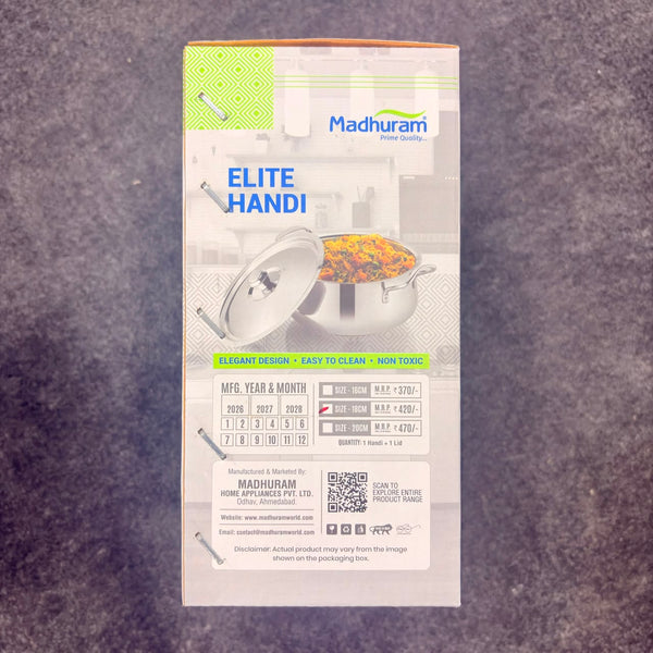 AM3342 Madhuram Prime Quality 1500ml Medium Elite Handi 18Cm