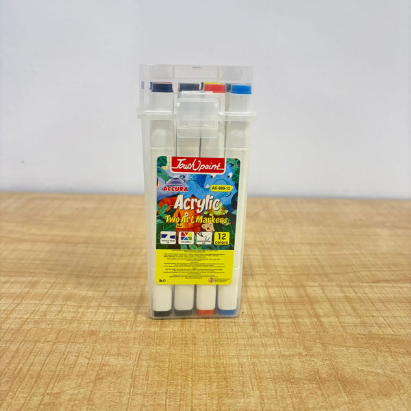 AM0554 12 Pcs Art Markers | Double Brush Tipped Markers Pen | Dual Head Marker
