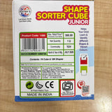 A07188 Educational Shape Sorter Cube Junior Toy Set (18 Pieces in 6 Colours)