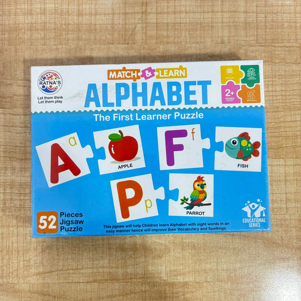 A07196 Match & Learn Alphabet Educational Jigsaw Puzzle for Kids (52 Pieces / 26 Sets)