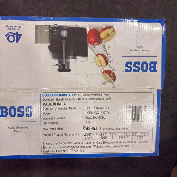 A07216 BOSS Juice Maxx B-607 400W Juice Extractor with Extra Wide Feeding Tube