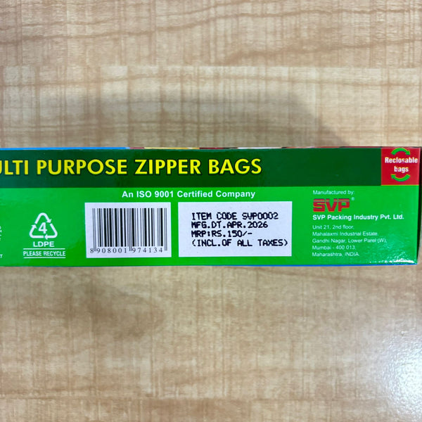 A07255 Multi-Purpose Reclosable Zipper Bags - Medium Size 25 Bags