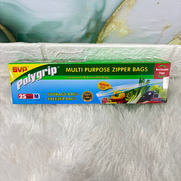 A07255 Multi-Purpose Reclosable Zipper Bags - Medium Size 25 Bags