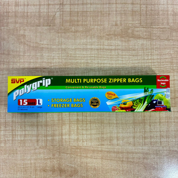 A07256 Multi-Purpose Zipper Storage and Freezer Bags - Large 15 Bags