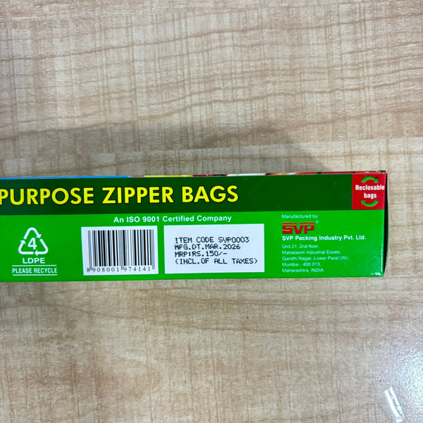 A07256 Multi-Purpose Zipper Storage and Freezer Bags - Large 15 Bags