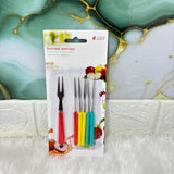 A07260 Stainless Steel Fruit Forks Set with Colorful Handles - 6 Pieces